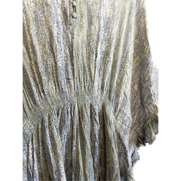 ODDY Kaftan Tunic Dress Boho Butterfly Sleeve Smocked Waist Print 1XL - Picture 3 of 8